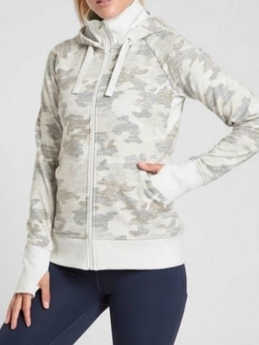 Athleta Women's Light Gray Camo Zip Hoodie